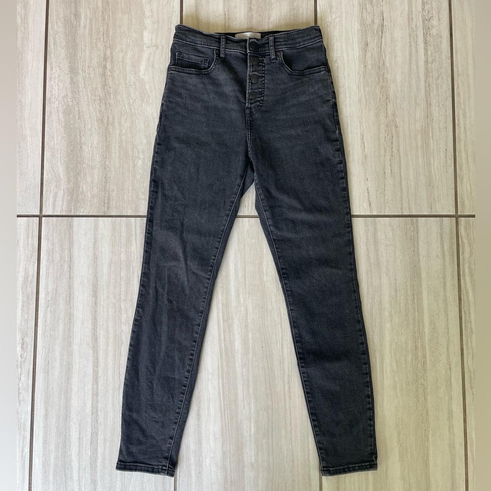 Everlane Authentic Stretch High Rise Skinny Jeans Black Wash Size 28 Regular